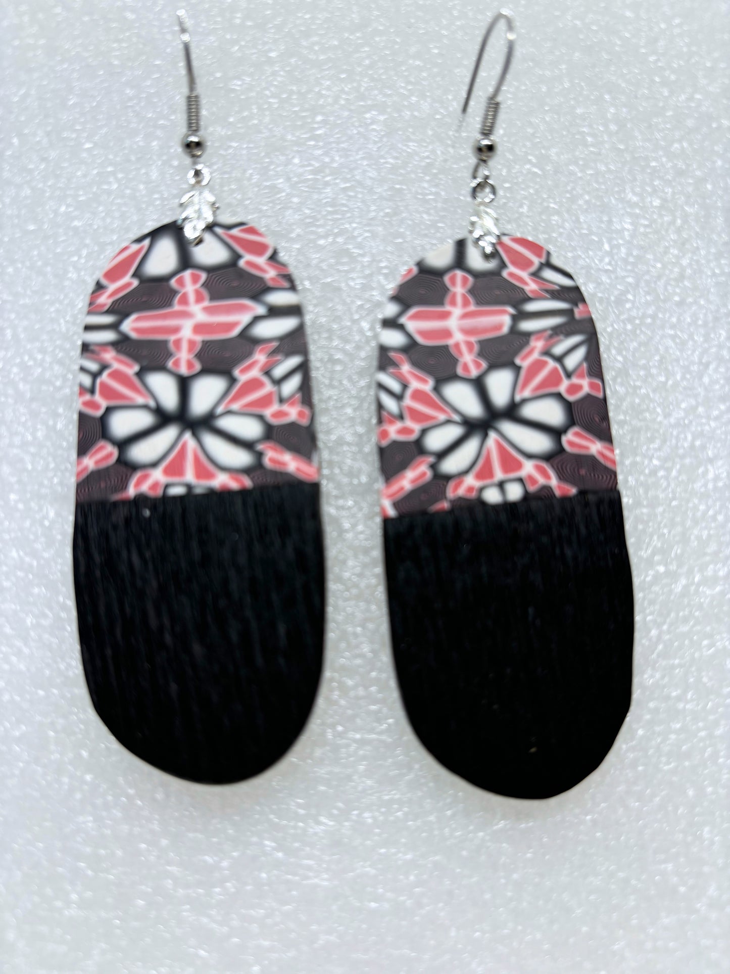 Pill Shaped Half Flowered Cane Earrings