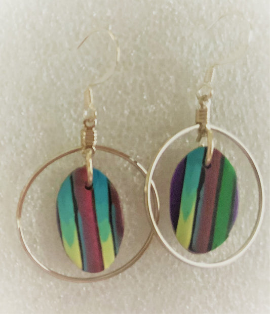 Drop of Clay Blue, Green and Purple Vertical Stripes