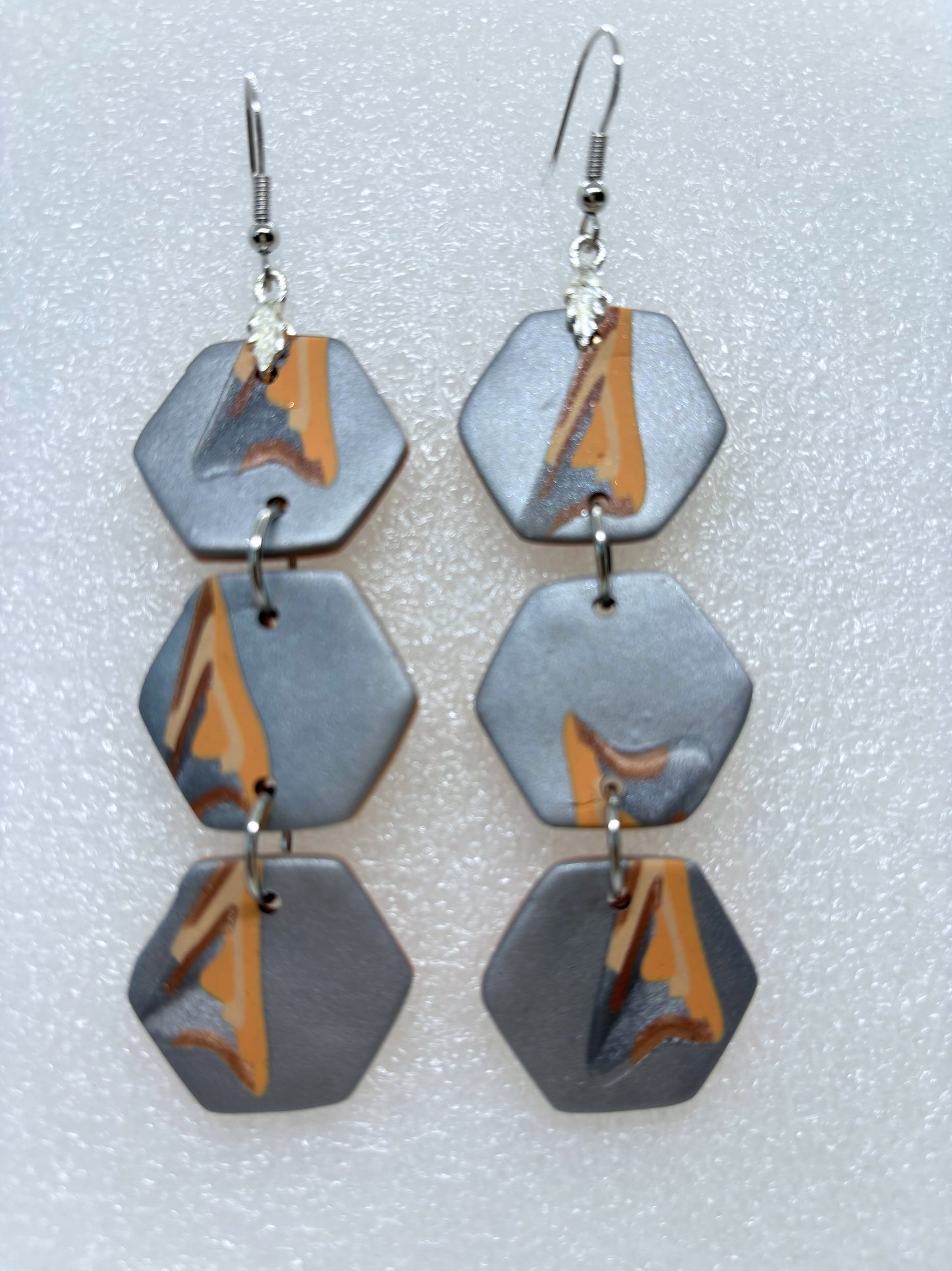 Metallic Silver Abstract Earrings