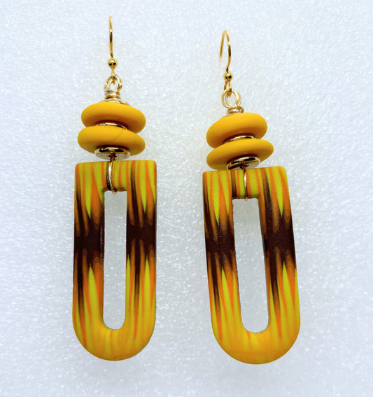 Maize, Brown and Orange Striped Earrings