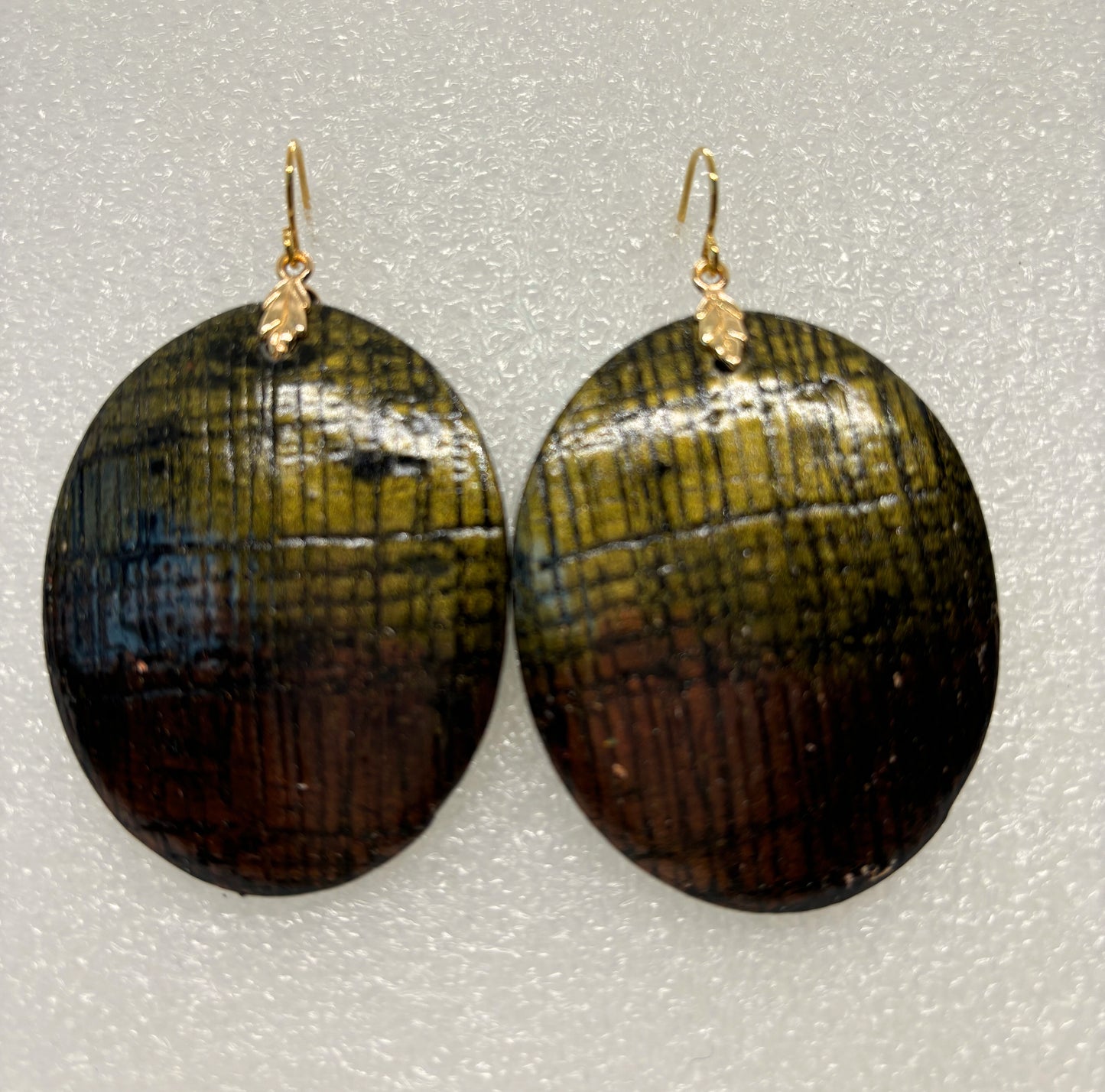 Oval Antique Gold and Maroon Earrings