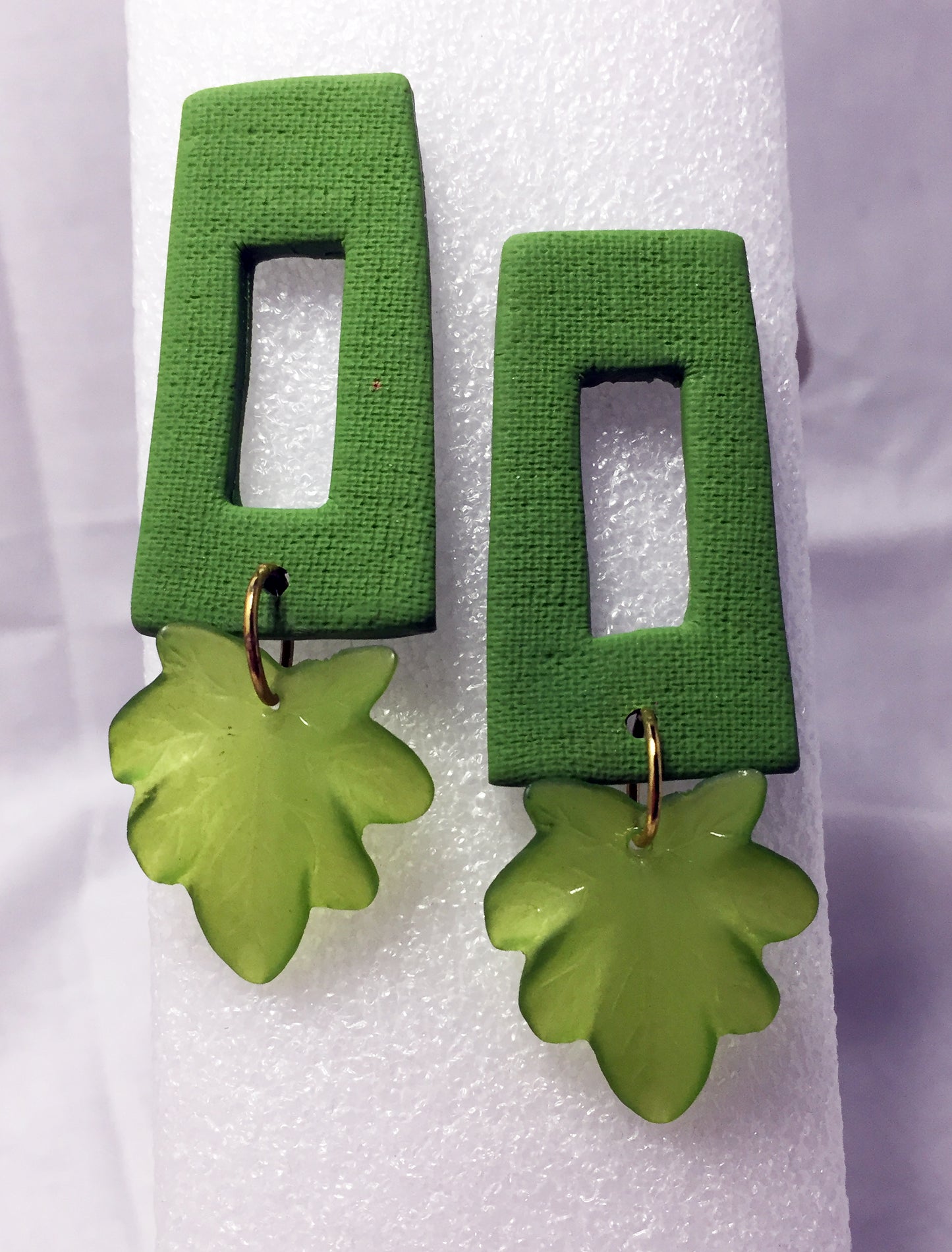 Wasabi Green Open Rectangle Earrings