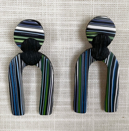 Black, Gray and Blue Green Combed Stripe