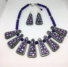 Purple Shield Necklace Set